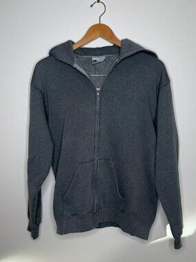 90's Vintage Grey Zip Up Hoodie